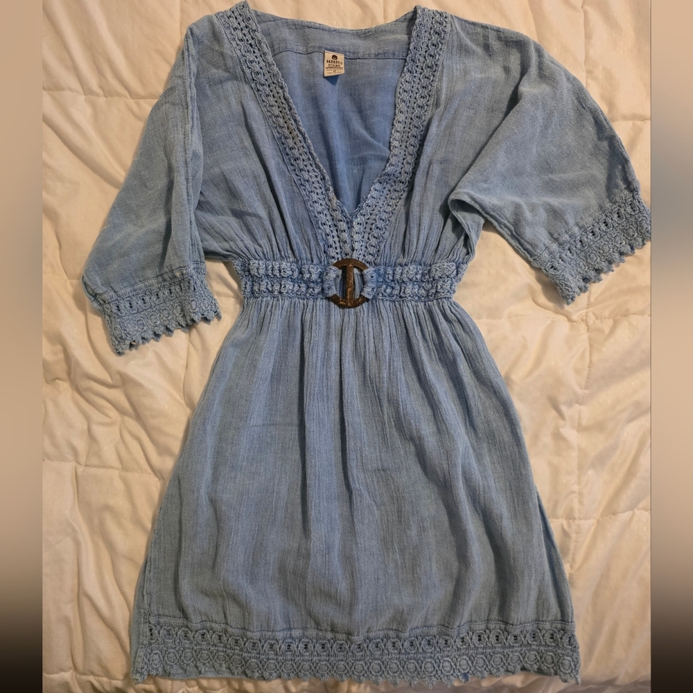 Blue Crochet Detail Dress